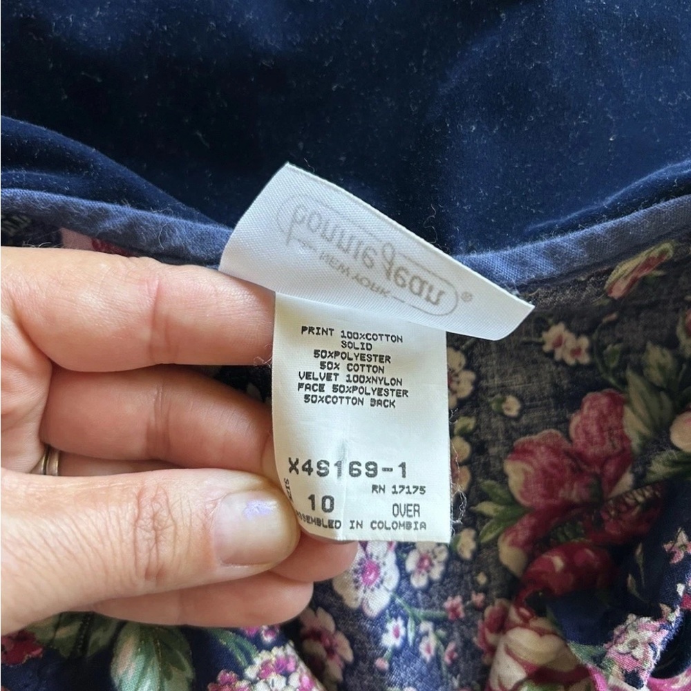 VTG Bonnie Jean New York Girls Sz 10 Floral Ruffle Long Dress Bow Velvet Tiered - Picture 12 of 12